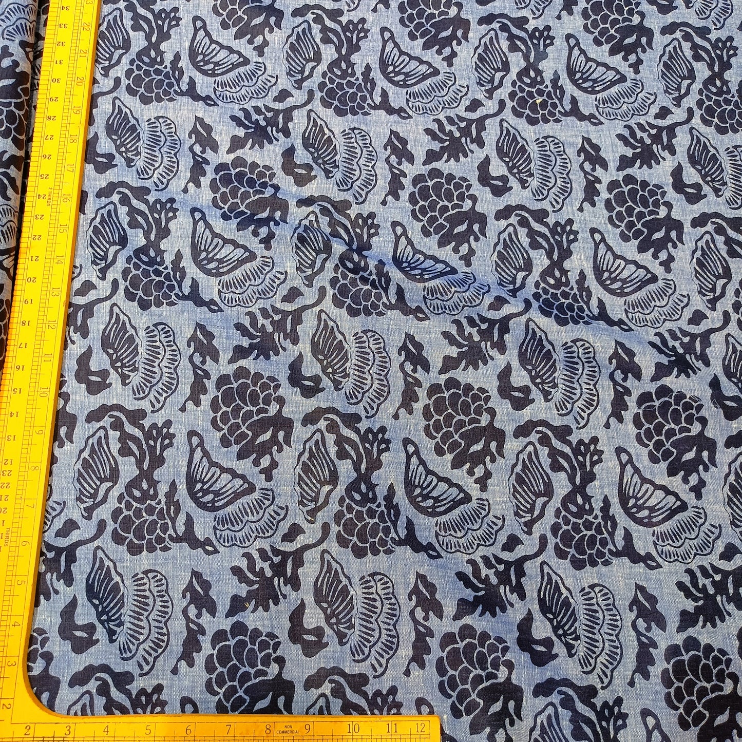 Vintage Butterfly Linen Print Fabric – Slate Blue