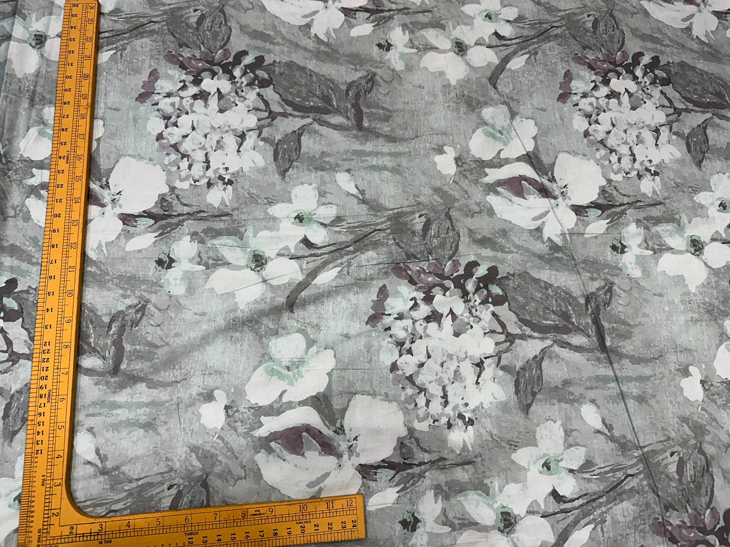 Digital Cotton Print Fabric – Grey Floral Elegance