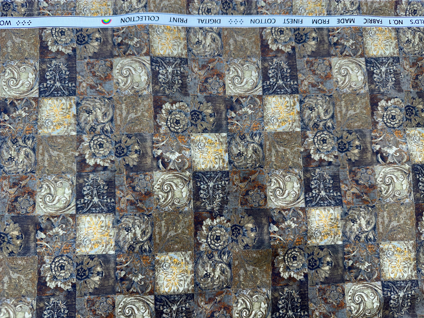 Cotton Digital Print Fabric – Classic Tile Patch Design