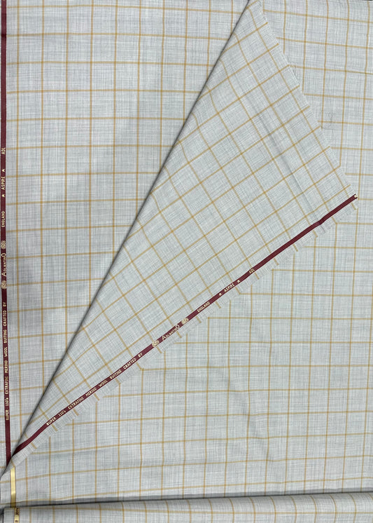 Italian Wool Suiting Fabric – Beige Windowpane Check