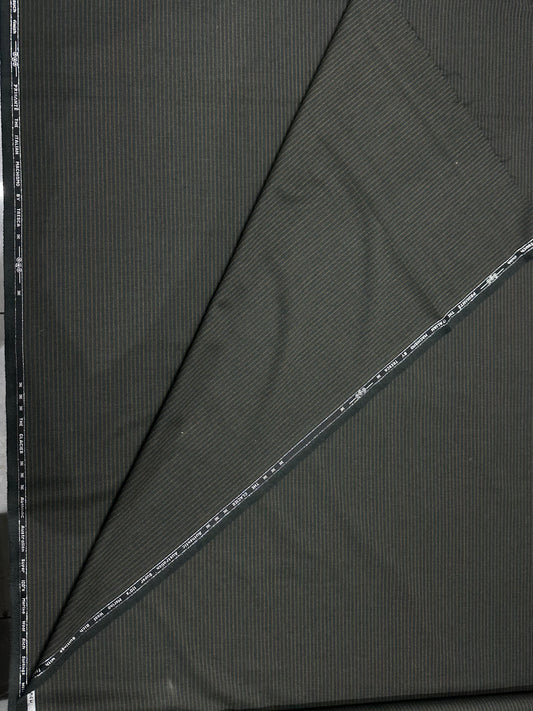 Italian Wool Suiting Fabric – Classic Black Pinstripe