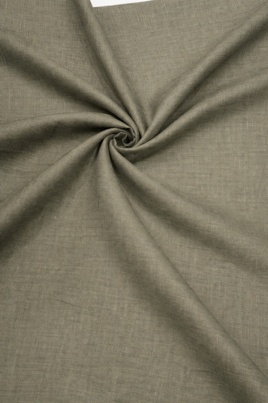 100% Pure Linen Plain Shirting Fabric – Olive Grey