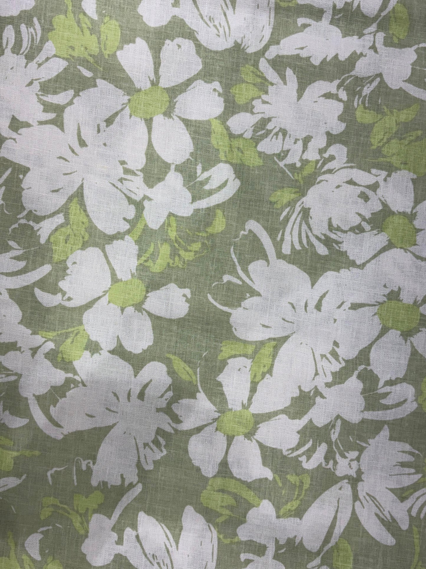 Cotton-Linen Printed Fabric – Floral Green