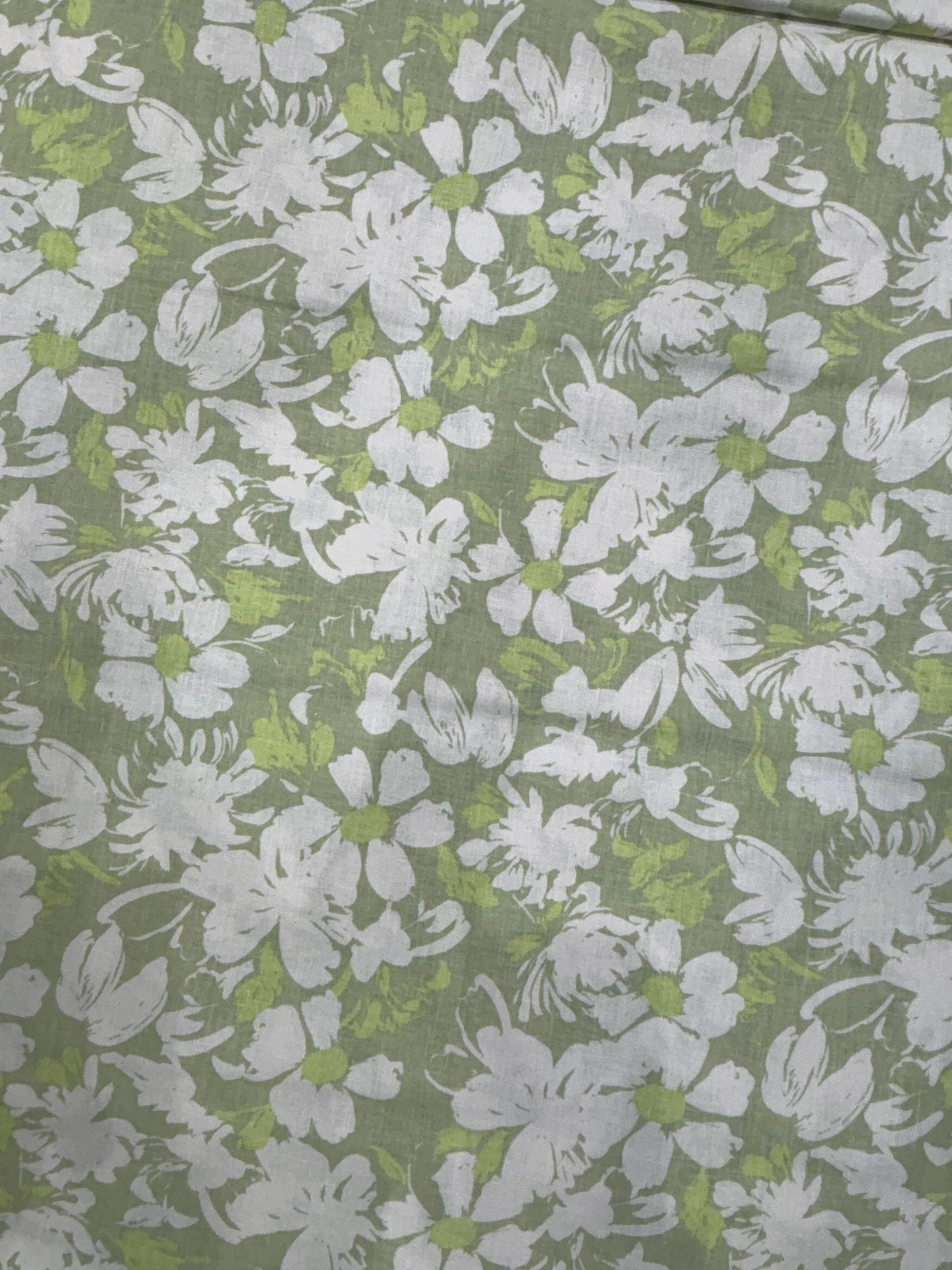 Cotton-Linen Printed Fabric – Floral Green