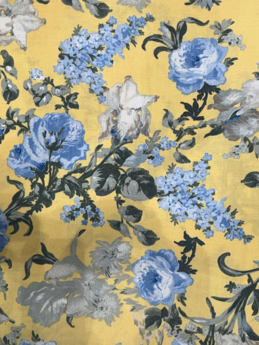 Cotton-Linen Printed Fabric – Yellow Floral