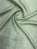 100% Linen Fabric – Pastel Green with Subtle Checks