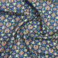 Linen 100% Printed Fabric – Navy Blue Ornamental Floral