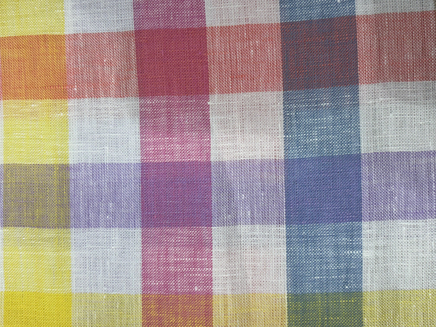 100% Linen Check Fabric – Multicolor