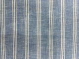 100% Linen Check/Striped Fabric – Blue with White Stripes