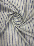 100% Linen Striped Fabric – Beige with Navy Stripes
