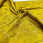 Mustard Yellow Linen Embroidery Fabric with Ivory Floral Vine Design | Designer Kurta & Dress Material
