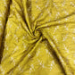 Mustard Yellow Linen Embroidery Fabric with Ivory Floral Vine Design | Designer Kurta & Dress Material