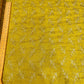 Mustard Yellow Linen Embroidery Fabric with Ivory Floral Vine Design | Designer Kurta & Dress Material
