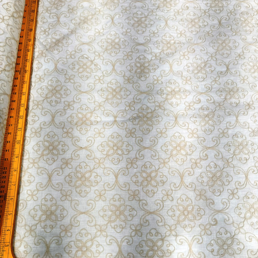 Ivory White Floral Embroidered Linen Fabric | Premium Designer Thread Work Dress Material