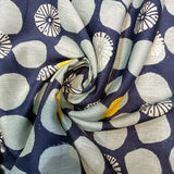 Indigo Blue Scandinavian Dot Linen Print Fabric