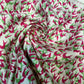 Pink & Green Floral Linen Print Fabric