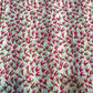 Pink & Green Floral Linen Print Fabric