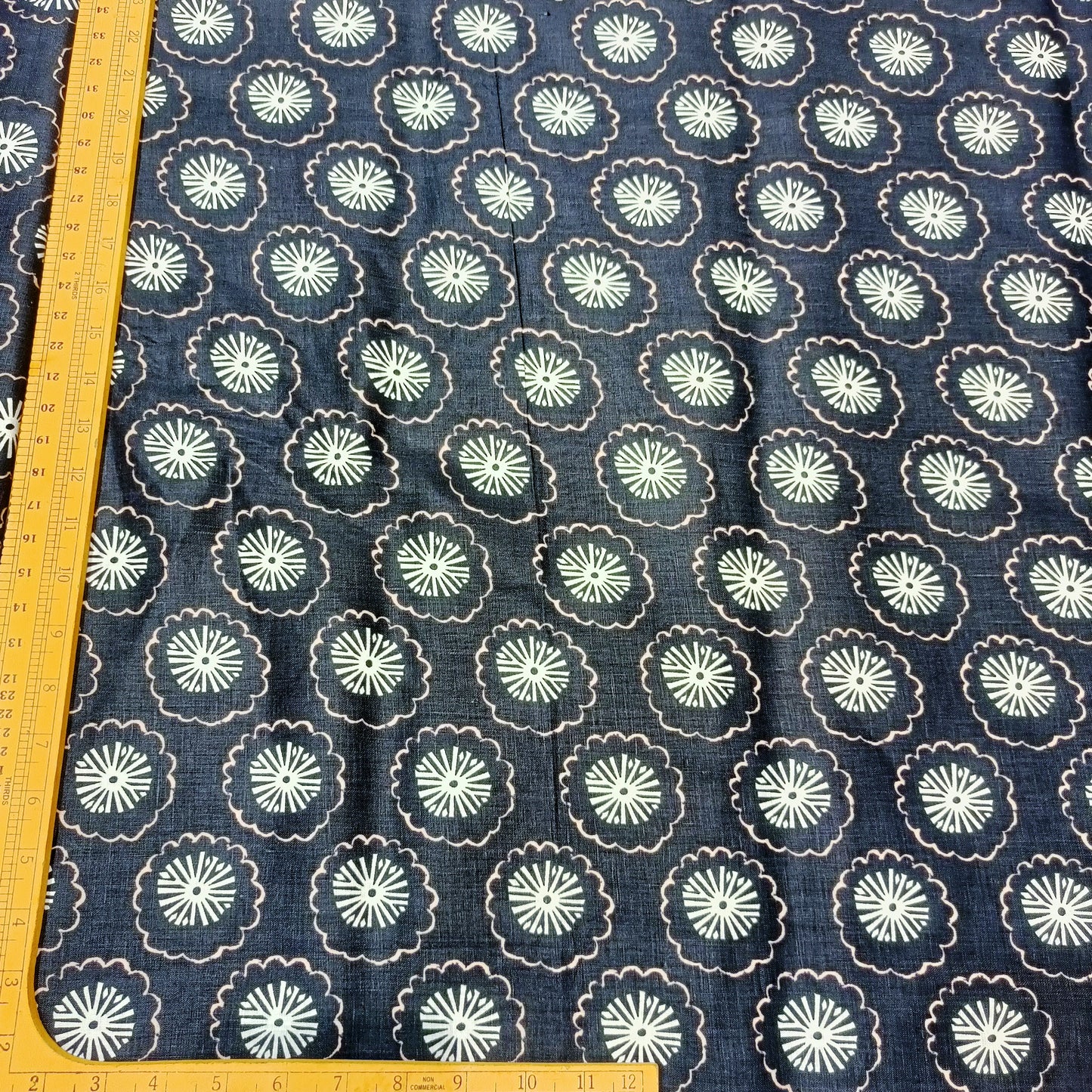 Indigo Medallion Linen Print Fabric