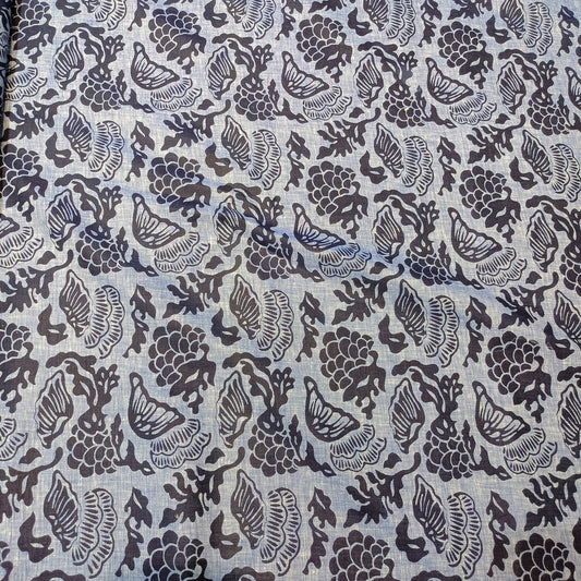 Vintage Butterfly Linen Print Fabric – Slate Blue