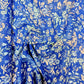 Royal Blue Vintage Floral Linen Print Fabric