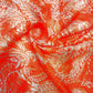 Coral Orange Paisley Botanical Linen Print Fabric