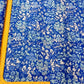 Royal Blue Vintage Floral Linen Print Fabric