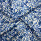 100% Linen Printed Fabric – Blue Floral on White Base