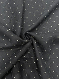 100% Linen Printed Fabric – Black with White Polka Dots