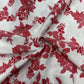 100% Linen Printed Fabric – White with Red Floral Design
