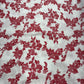 100% Linen Printed Fabric – White with Red Floral Design