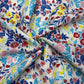 100% Linen Printed Fabric – Multicolor Floral on White Base