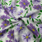 100% Linen Printed Fabric – Black Geometric Floral on White Base