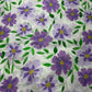 100% Linen Printed Fabric – Black Geometric Floral on White Base