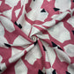 100% Linen Printed Fabric – Abstract Pink & Black Design