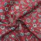 100% Linen Printed Fabric – Red with Floral & Paisley Design