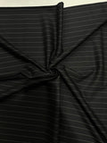 Italian Suiting Fabric – Black with Wide Pinstripes