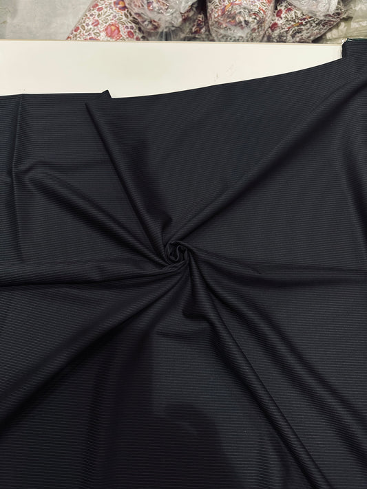 Italian Suiting Fabric – Black with Fine Pinstripes