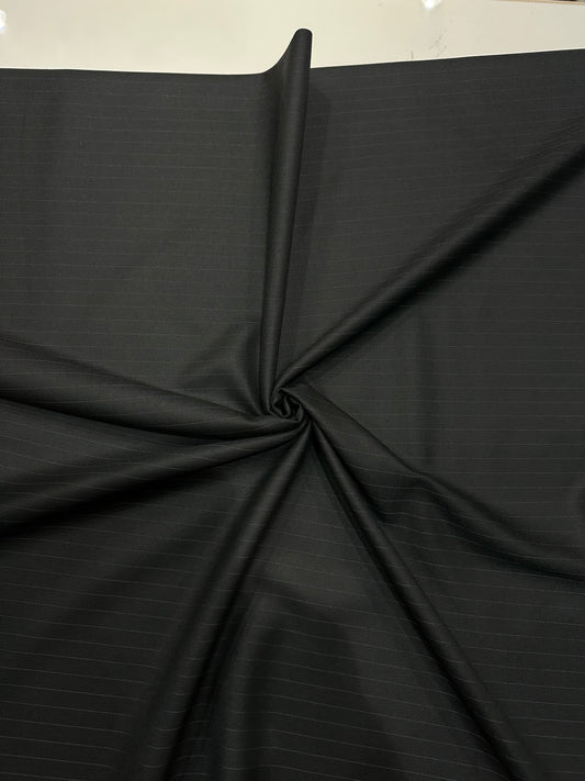 Italian Suiting Fabric – Charcoal Grey with Subtle Stripes