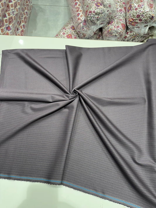 Italian Suiting Fabric – Taupe Grey with Subtle Pinstripes