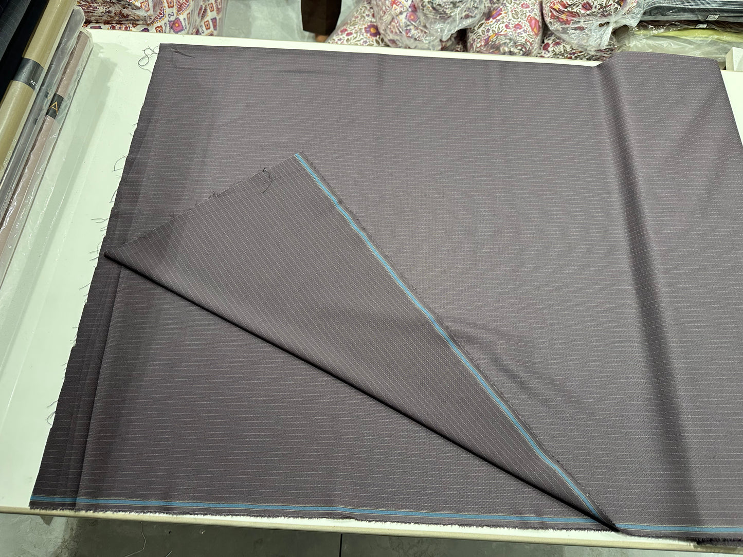 Italian Suiting Fabric – Taupe Grey with Subtle Pinstripes