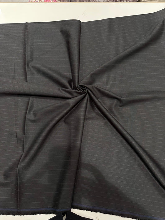 Italian Suiting Fabric – Charcoal Grey with Pinstripes