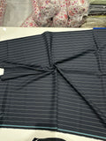 Italian Suiting Fabric – Grey with Bold White Pinstripes