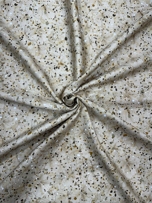 Cotton Digital Print Fabric – Soft Floral Speckled Design