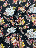 Cotton Digital Print Fabric – Bold Floral on Black