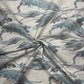 Linen Blend Digital Print Fabric – Blue & Grey Floral Abstract