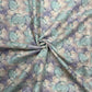 Linen Blend Digital Print Fabric – Aqua Blue & Lavender Abstract Floral