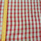 100% लिनन चेक फ़ैब्रिक - लाल, पीला और नारंगी बहुरंगी