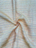 100% Pure Linen Stripe Fabric – Beige with Subtle Multi-Tone Lines