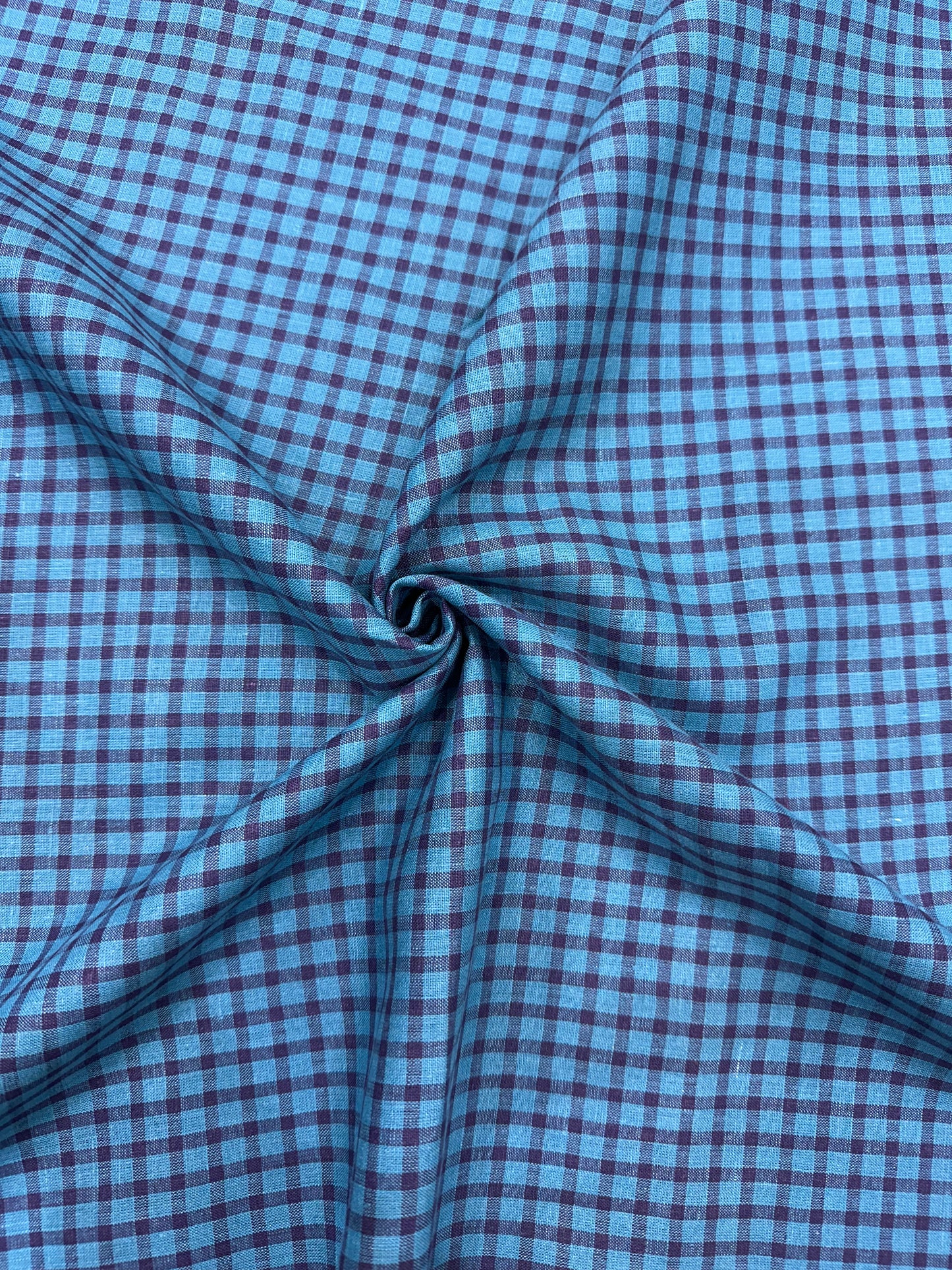 Checked Fabirc 100% Pure Linen Check Fabric – Classic Blue & Black Checks – Rishabh ...