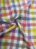 100% लिनन चेक फ़ैब्रिक - बहुरंगी